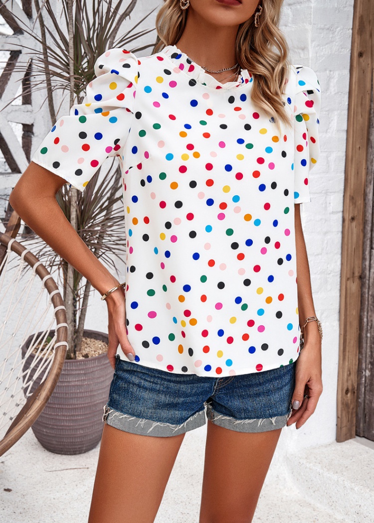 European style Casual short sleeve printing vacation tops