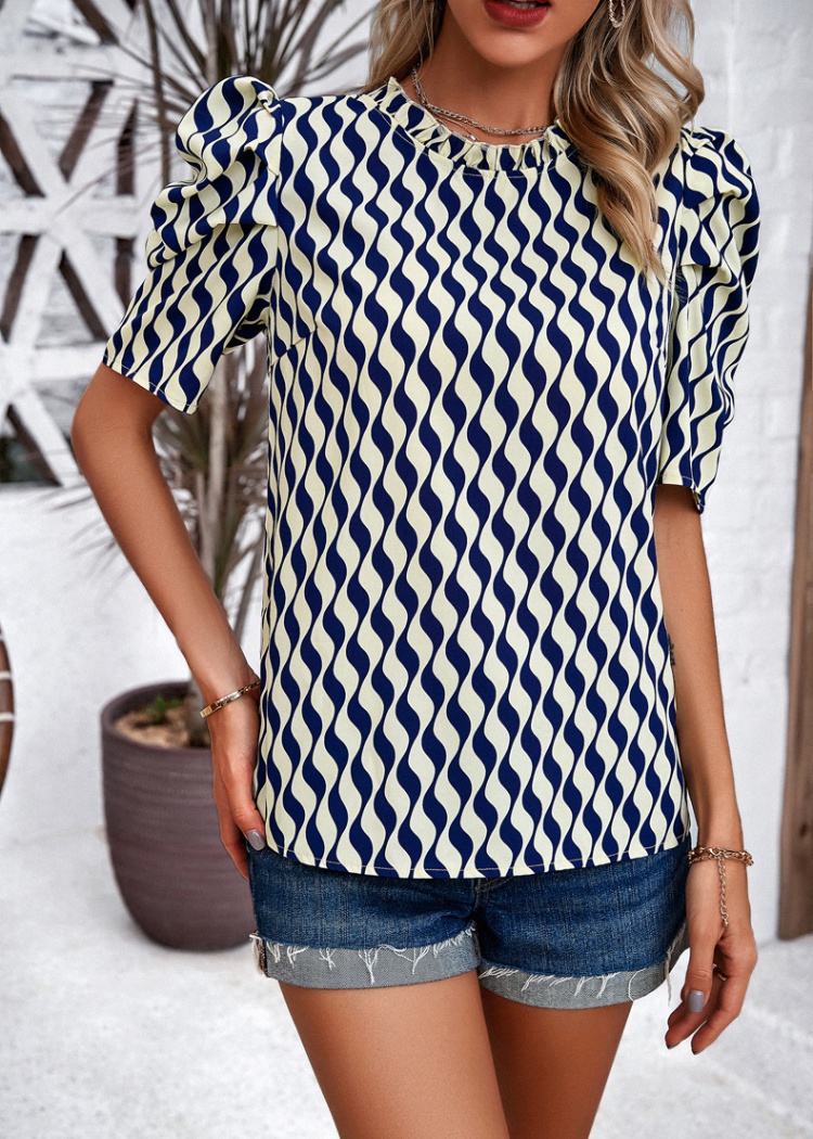 European style Casual short sleeve printing vacation tops