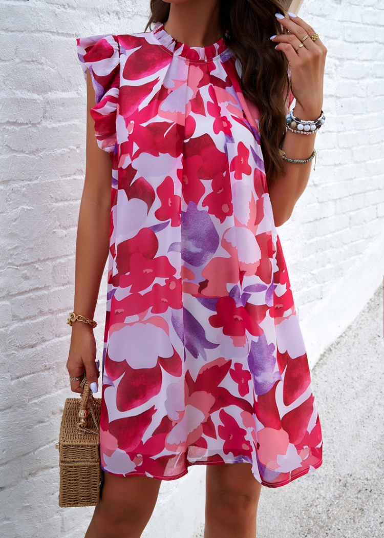 Spring and summer sleeveless printing vacation dress
