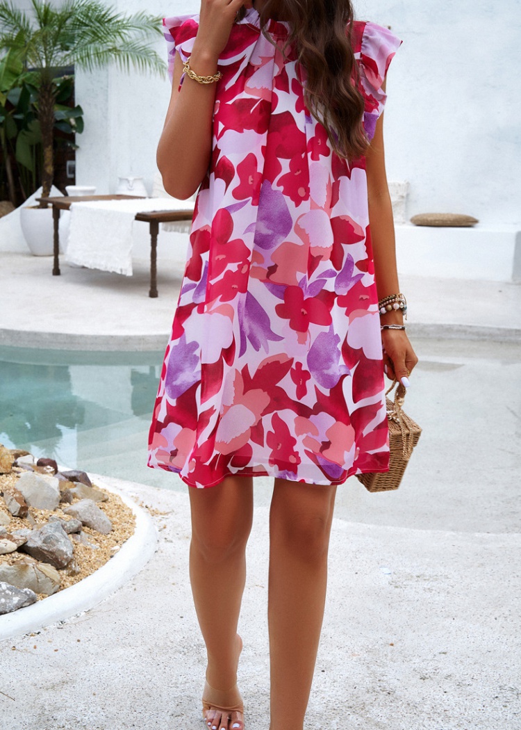Spring and summer sleeveless printing vacation dress