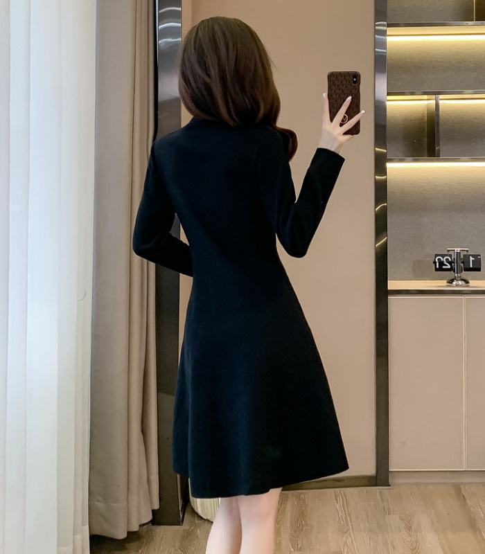 Long sleeve sweater dress pinched waist dress for women