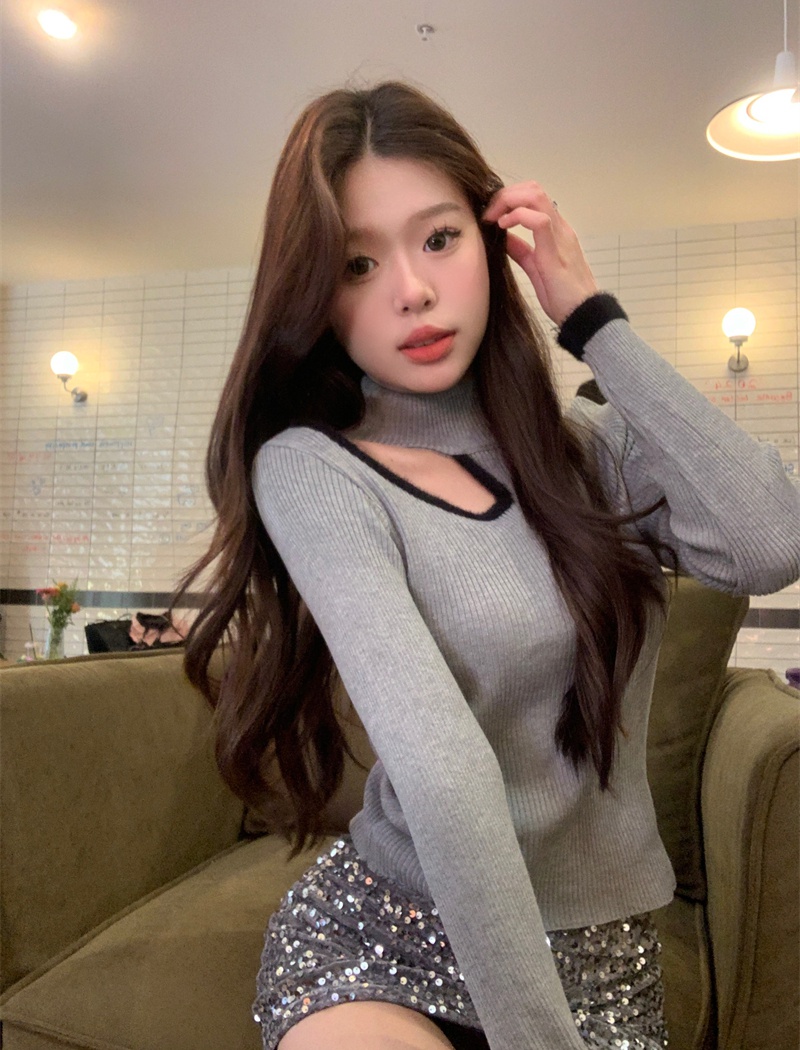 Korean style sweater mixed colors tops for women