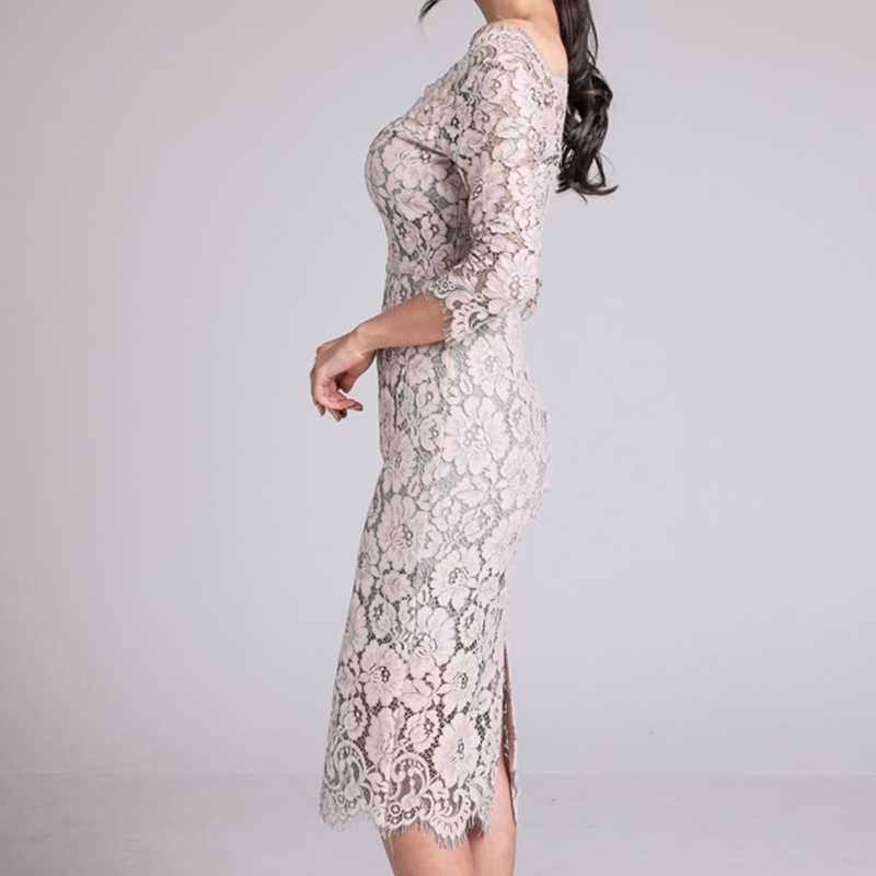 Spring slim temperament lace dress for women