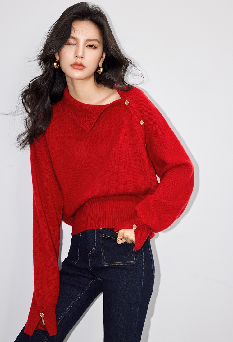 Niche autumn and winter red fashion unique sweater