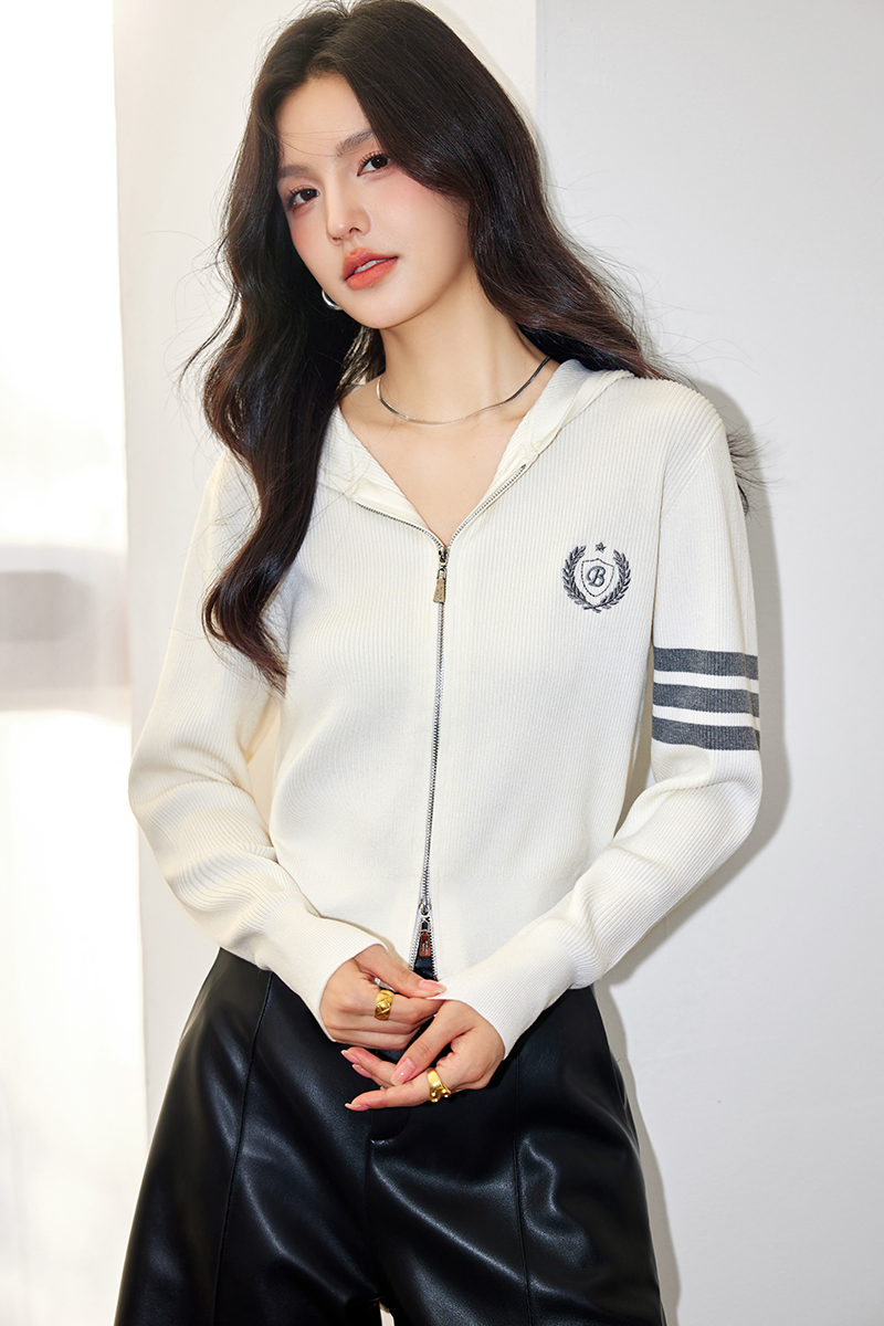 Hooded retro sweater knitted coat for women
