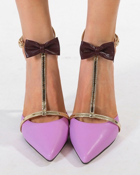 Pointed sweet fine-root high-heeled shoes bow low shoes