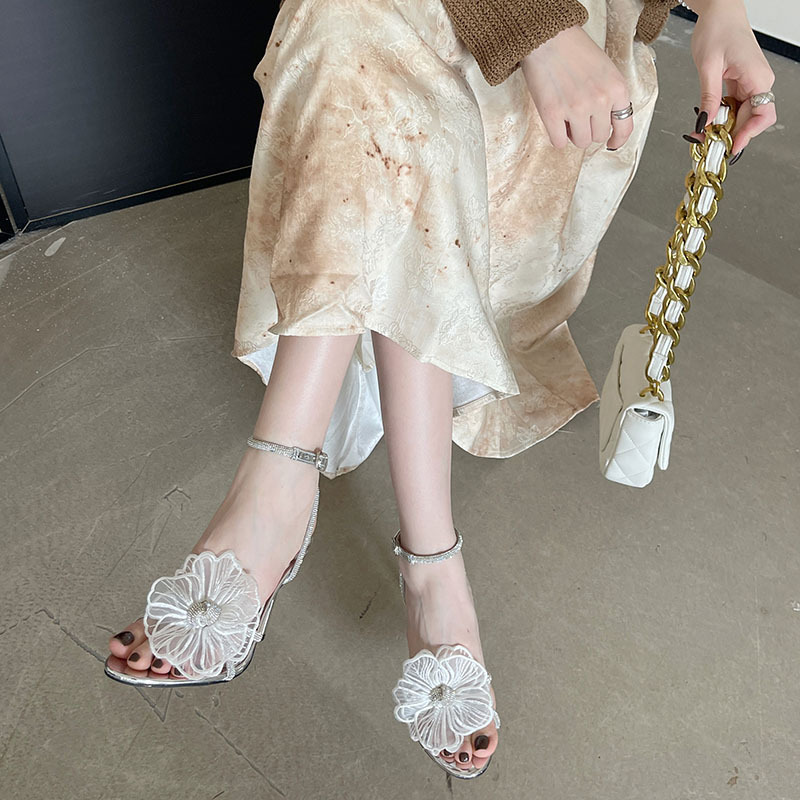 Rhinestone sandals spring high-heeled shoes for women