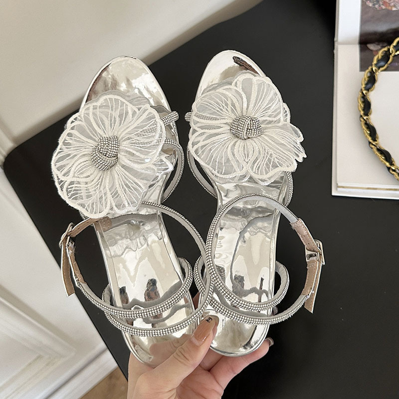 Rhinestone sandals spring high-heeled shoes for women