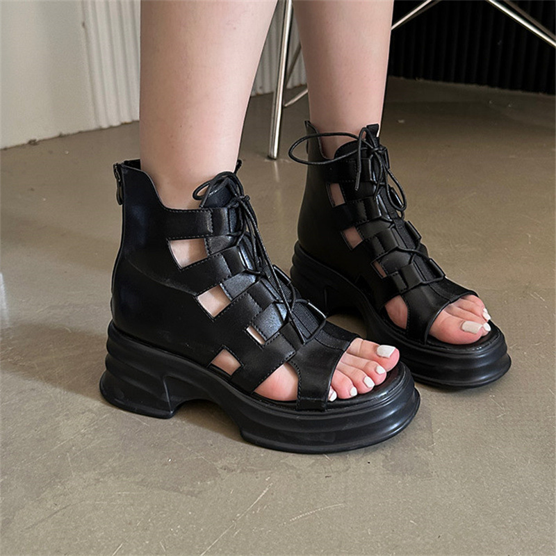 Spring after the zipper shoes bandage sandals