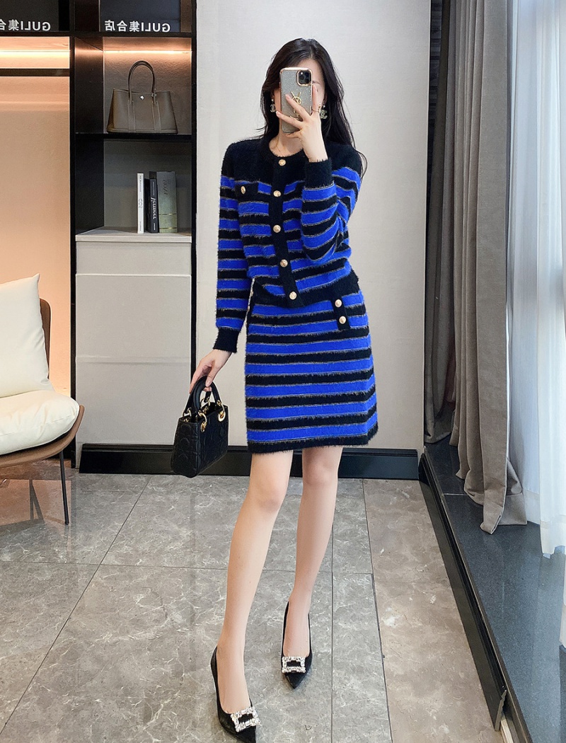 Chanelstyle knitted fashion skirt 2pcs set for women