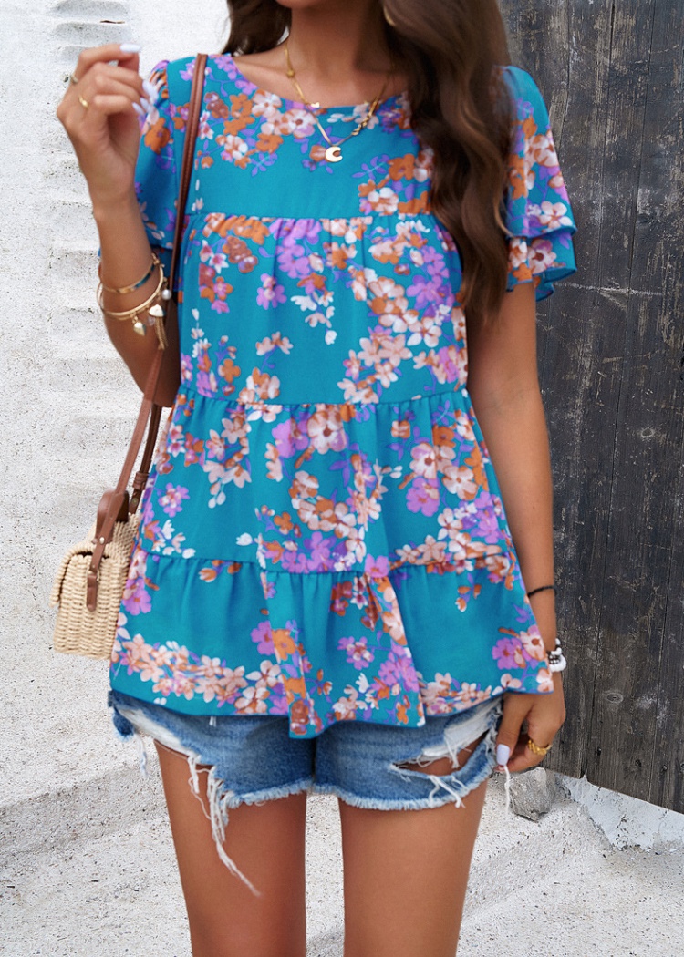 European style spring and summer printing tops for women
