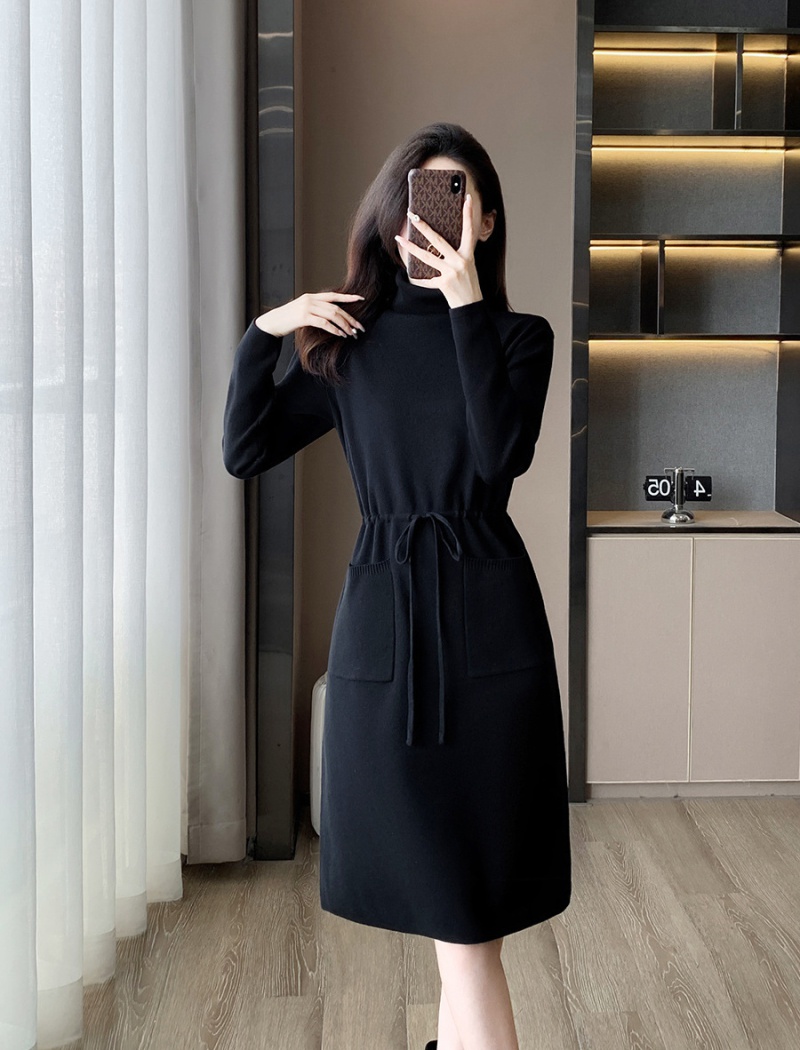 Chanelstyle long dress high waist sweater for women