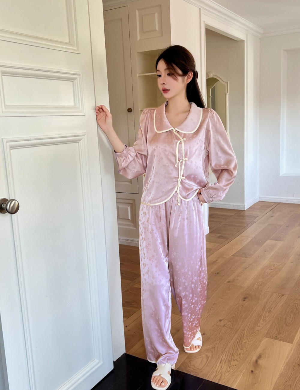 Ice silk enticement cardigan homewear pajamas for women