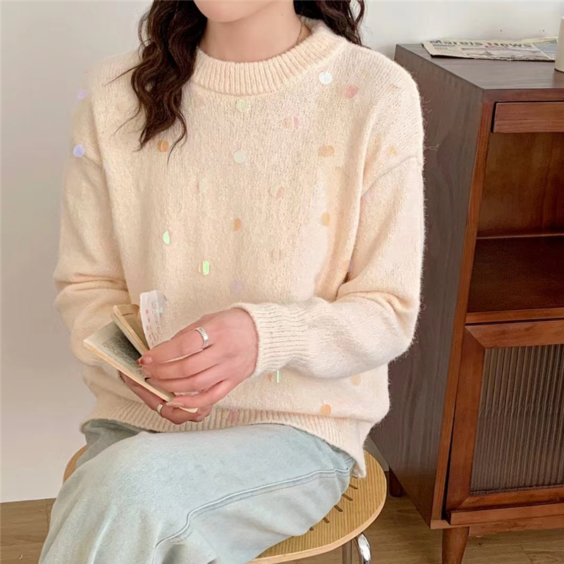 Sequins unique sweater short pullover tops for women