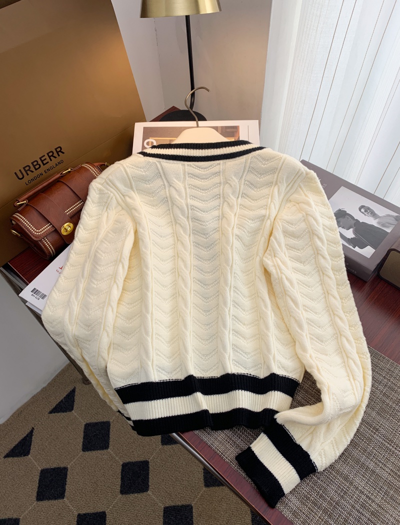 Thick spring cardigan college style knitted sweater