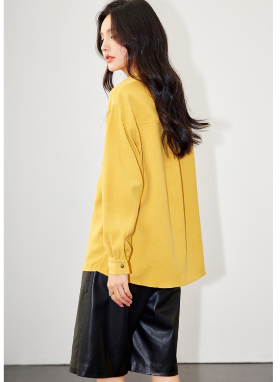 Yellow spring and autumn tops mixed colors shirt