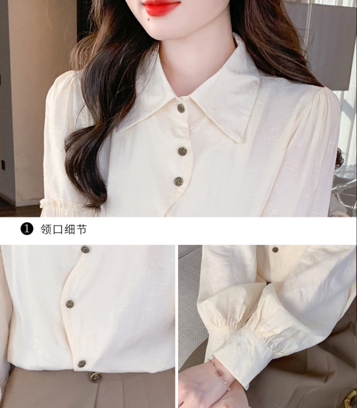 Spring long sleeve tops temperament lapel shirt for women