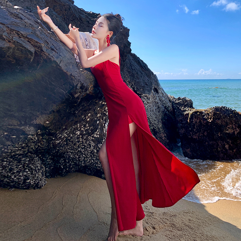 Beautiful halter beach dress elegant long dress for women