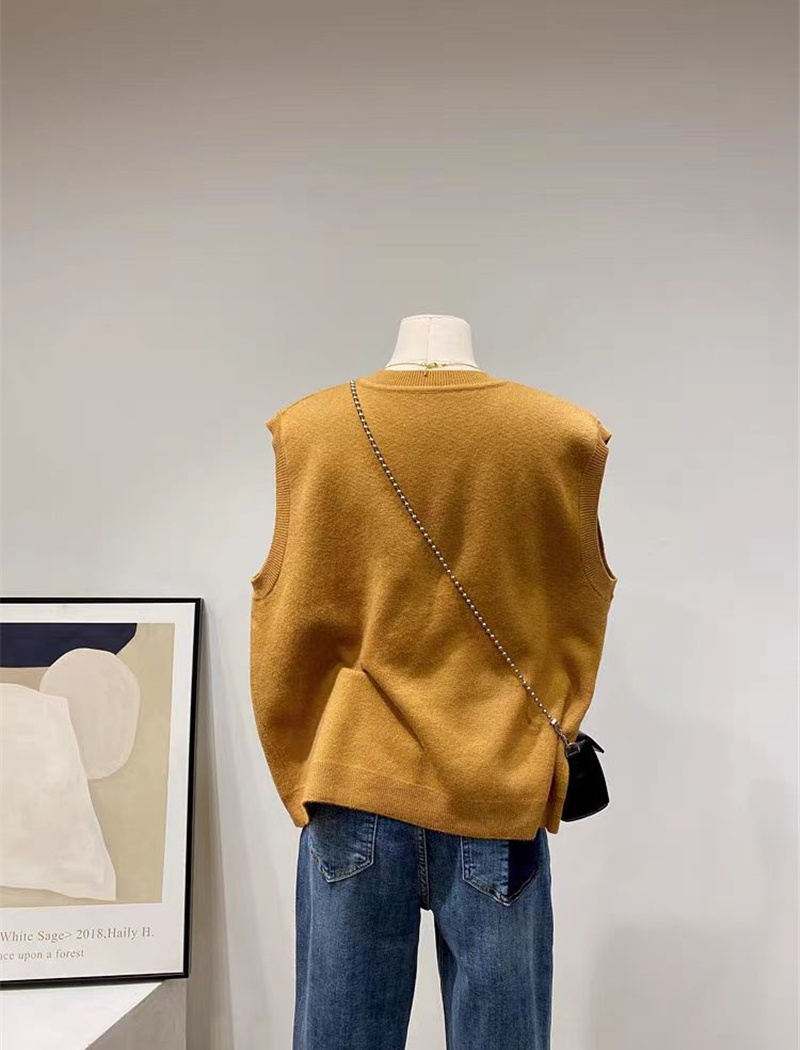 Sleeveless knitted cartoon waistcoat loose spring sweater