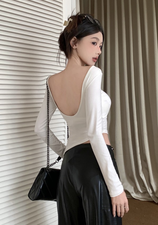 Unique inside the ride bottoming shirt low collar tops