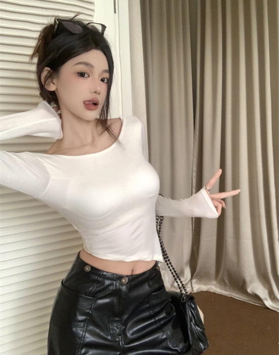 Unique inside the ride bottoming shirt low collar tops