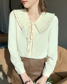 Niche pleated unique tops spring doll collar shirt