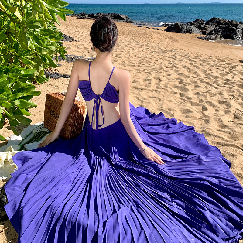 Purple sexy beach dress seaside dress for women