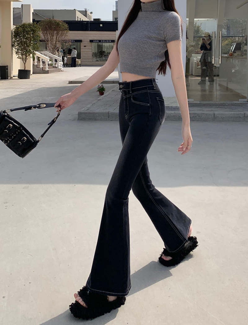 Elasticity spring long pants show high jeans for women