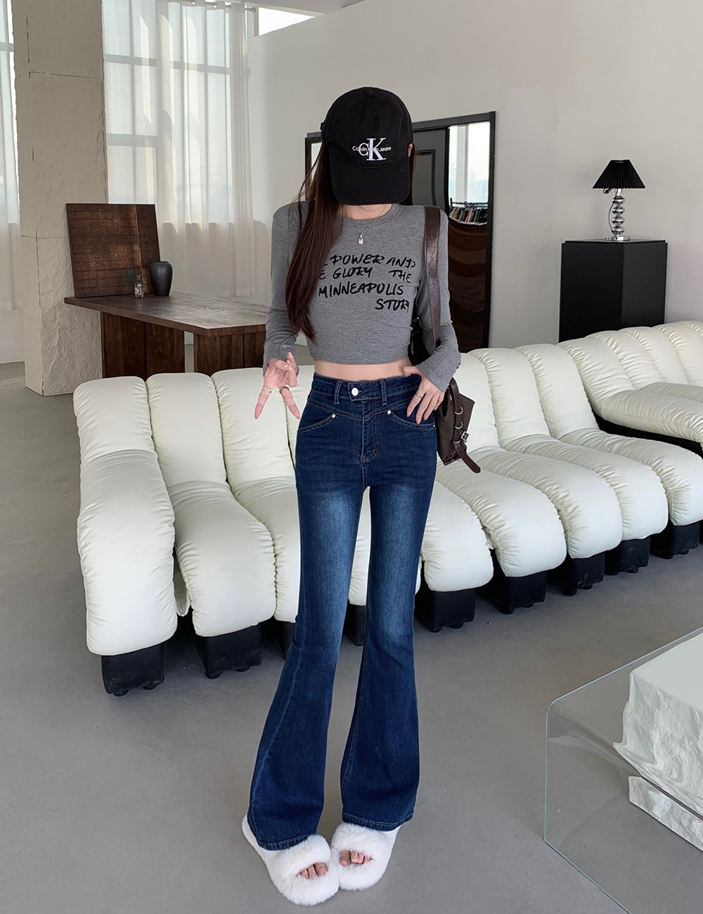 Elasticity spring long pants show high jeans for women