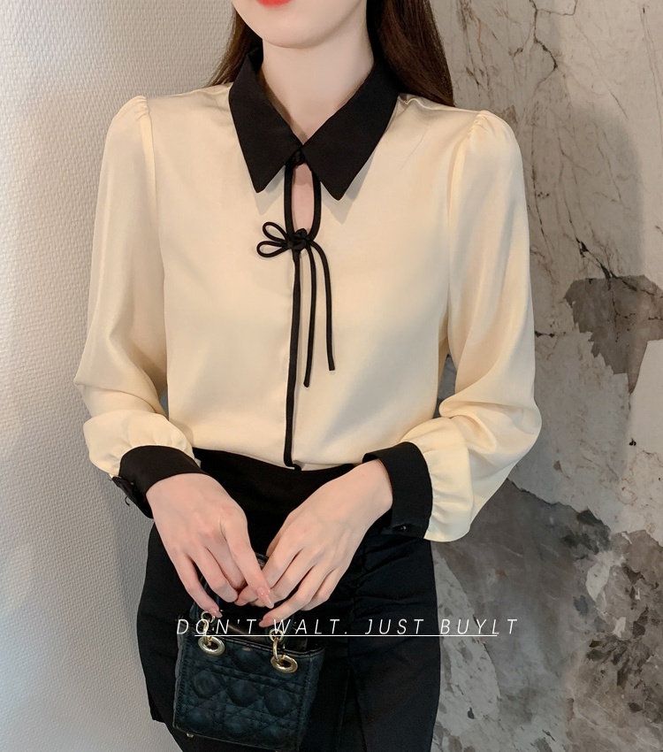 Spring all-match tops satin Chinese style shirt
