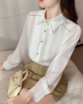 Spring white elegant shirt niche real silk tops