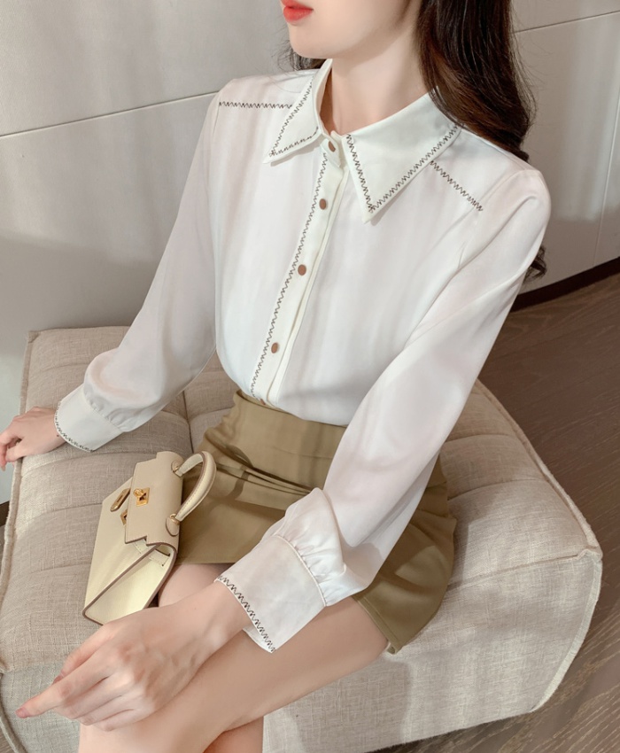 Spring white elegant shirt niche real silk tops