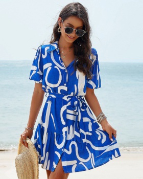 Spring and summer short sleeve Casual vacation dress