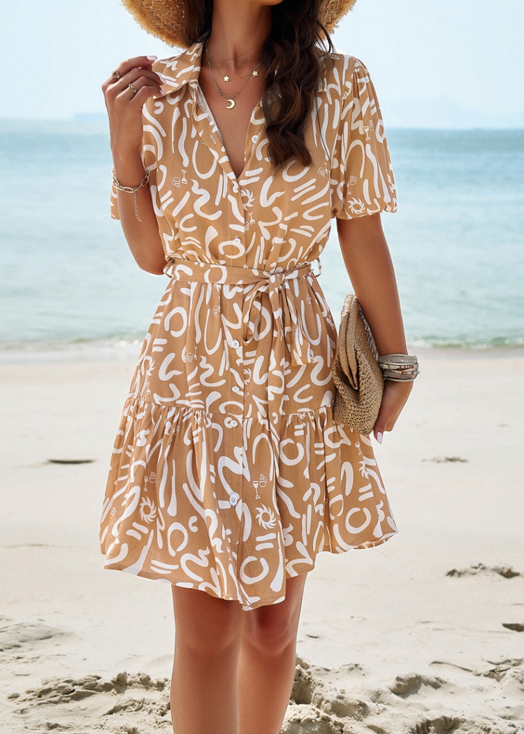 Spring and summer short sleeve Casual vacation dress