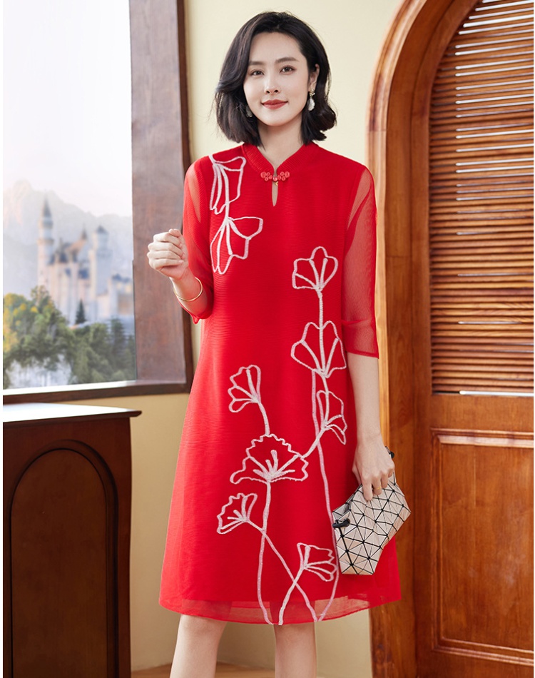 Large yard Chinese style temperament gauze dress for women