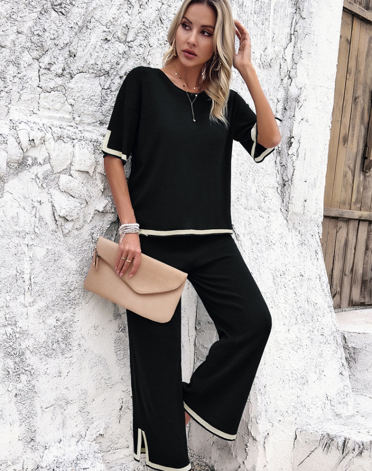 Pure Casual long knitted spring and summer pants a set for women