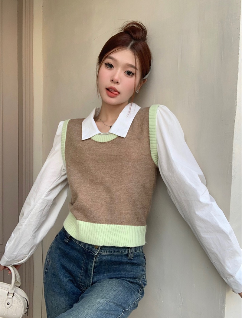 Korean style vest wears outside waistcoat for women