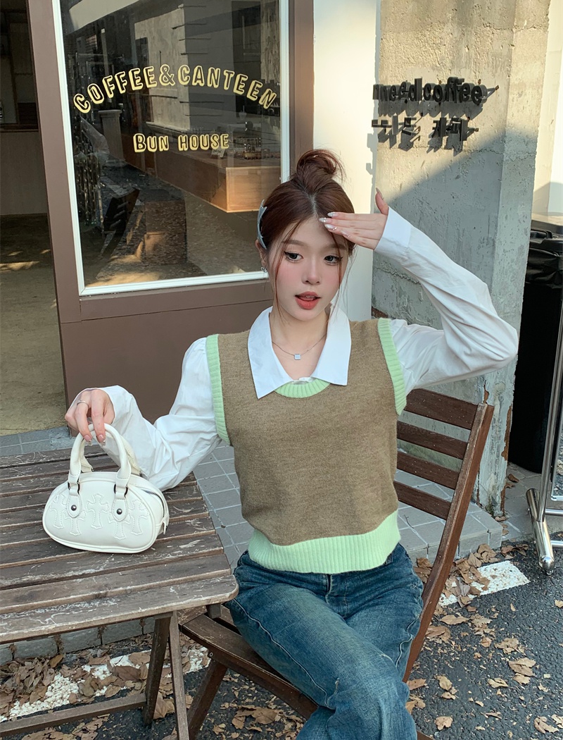 Korean style vest wears outside waistcoat for women