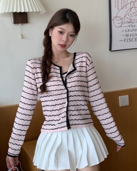 Spicegirl enticement stripe knitted cardigan 2pcs set