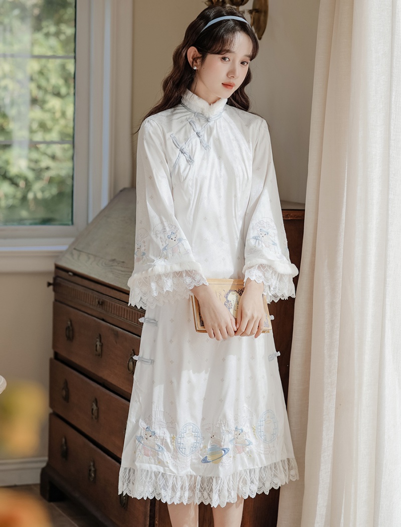 Chinese style light big sleeve maiden cheongsam
