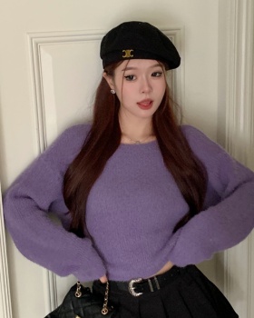 Tender Korean style lazy short loose sweater for women