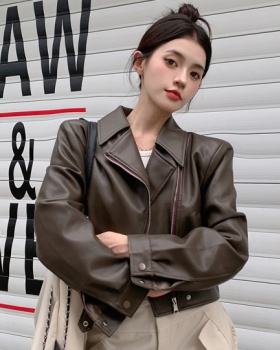 Short locomotive leather coat fashion classic coat