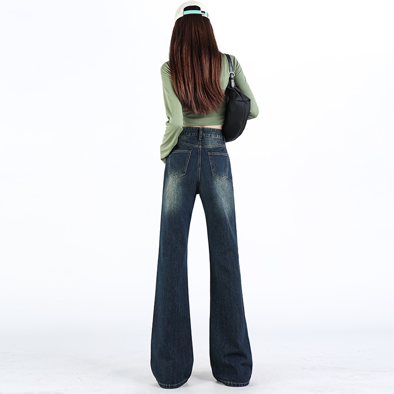Loose jeans American style wide leg pants for women