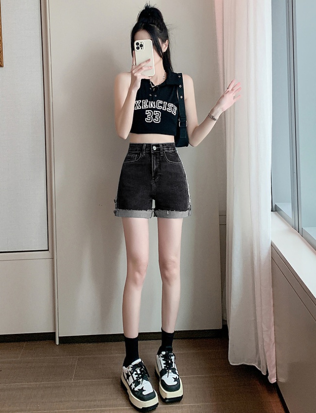 High elastic cotton short jeans Korean style shorts for women