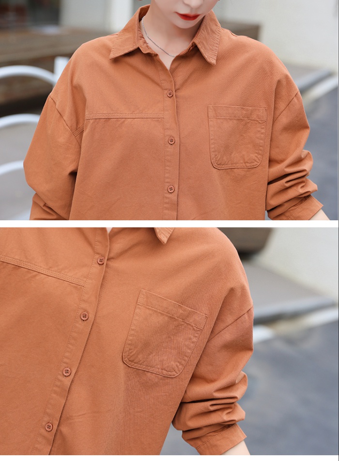 Autumn lazy long sleeve tops American style retro shirt