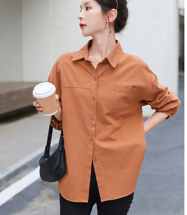 Autumn lazy long sleeve tops American style retro shirt