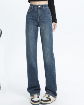 Drape spring slim straight pants jeans for women