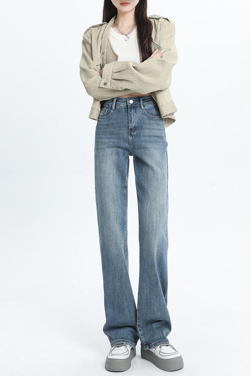 Drape spring slim straight pants jeans for women