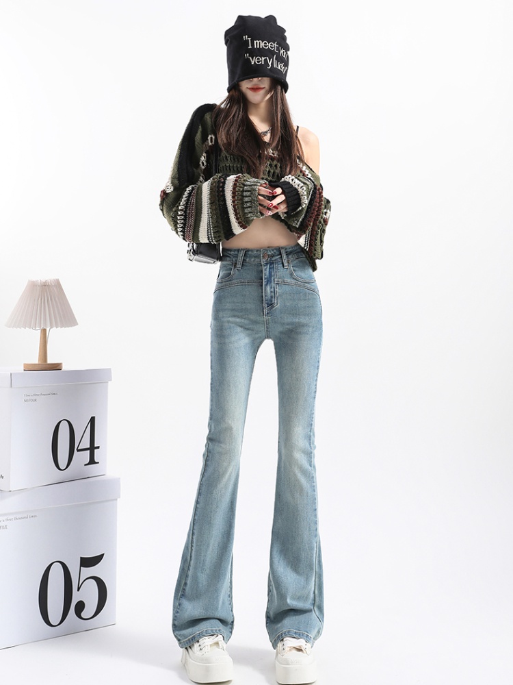 Retro wide leg jeans mopping pants for women