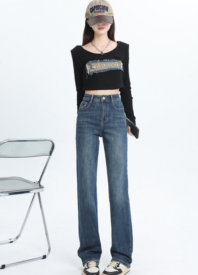 Straight pants spring wide leg jeans for women